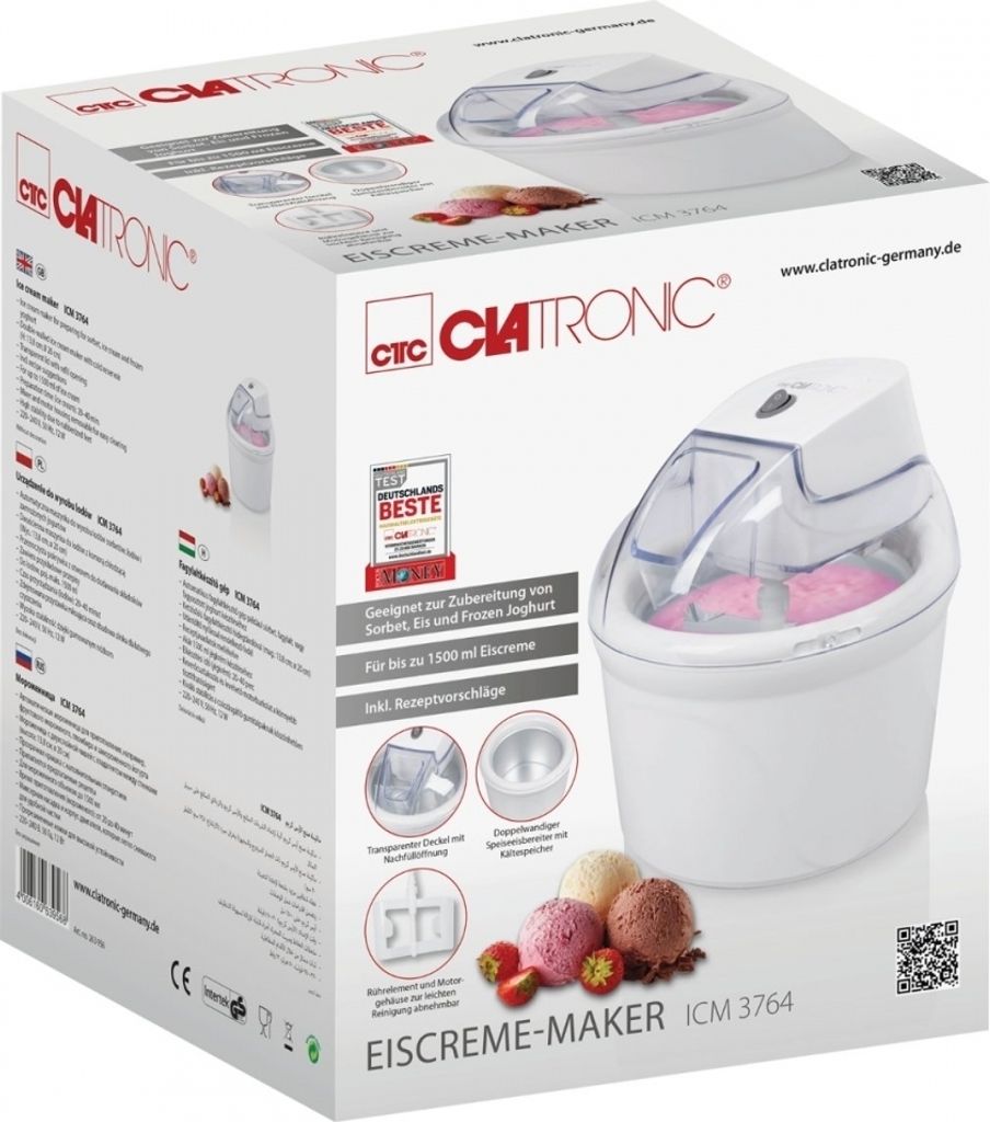 Clatronic ICM 3764 biała maszyna do lodów 1,5 litra Zdjęcie produktu 12