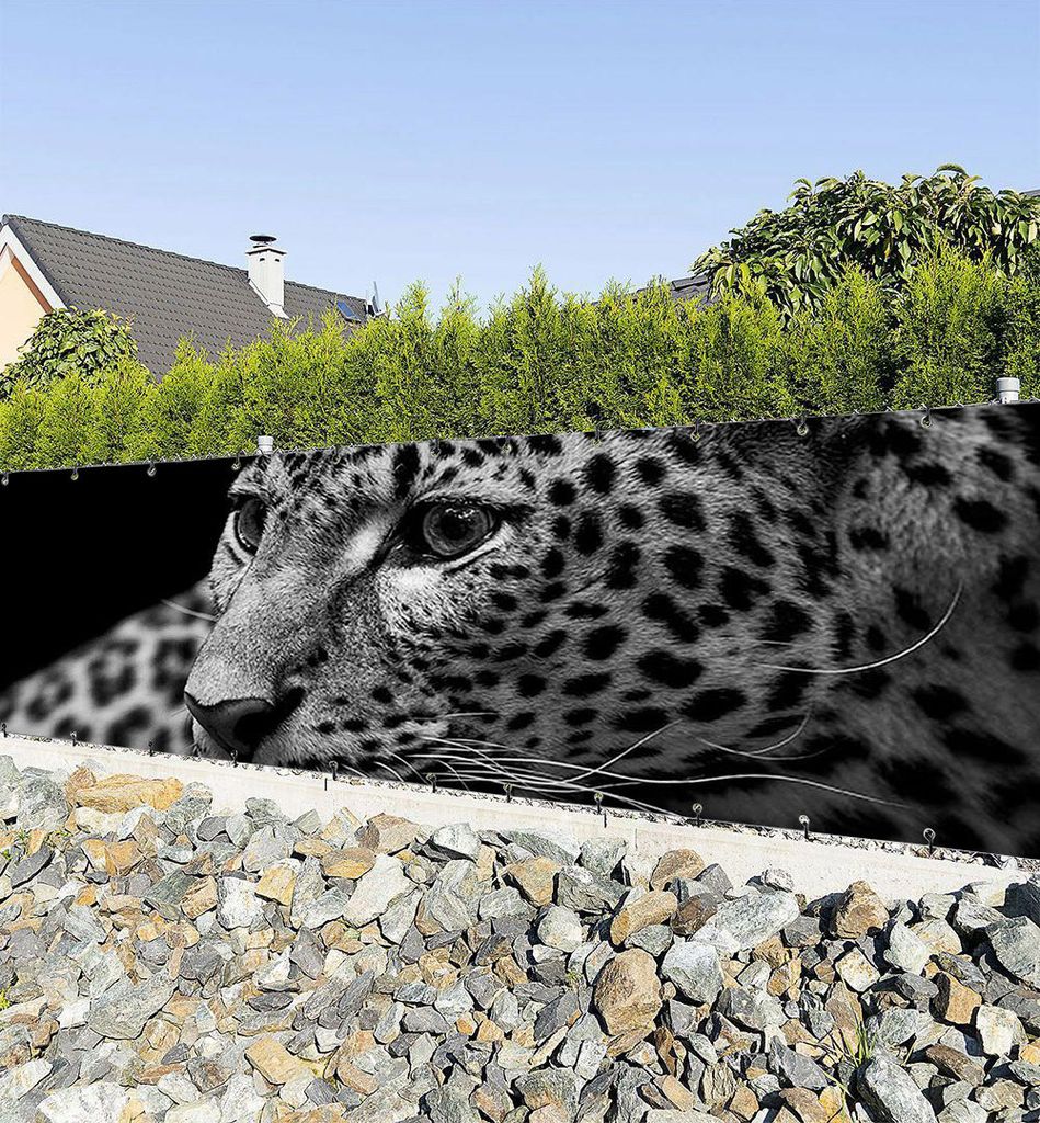 Zaunbanner Leopard grau Sichtschutz Garten Zaun