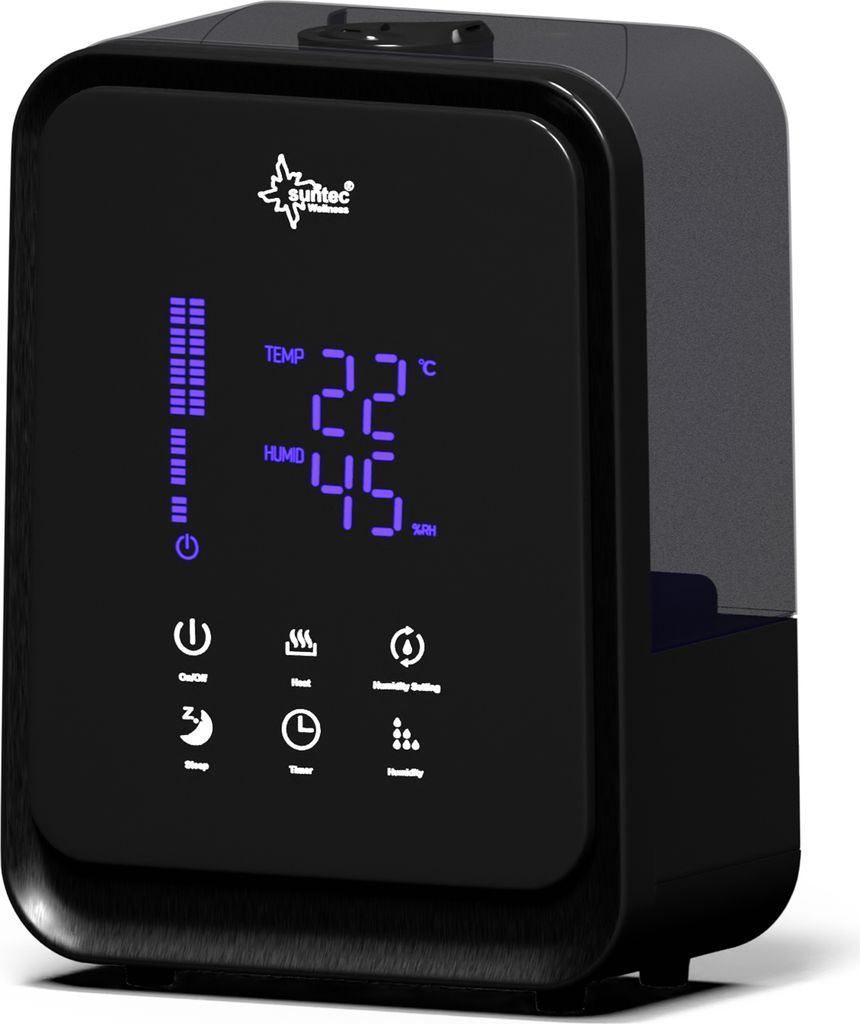 SUNTEC Ultraschall Luftbefeuchter Monsun 6000 black | Aroma Diffuser mit 4,5 l Wasser Tank | Raumbefeuchter bis ca 50 m2 | Vernebler mit 3 Nebelstufen, Timer und Ionisator | besonders leise