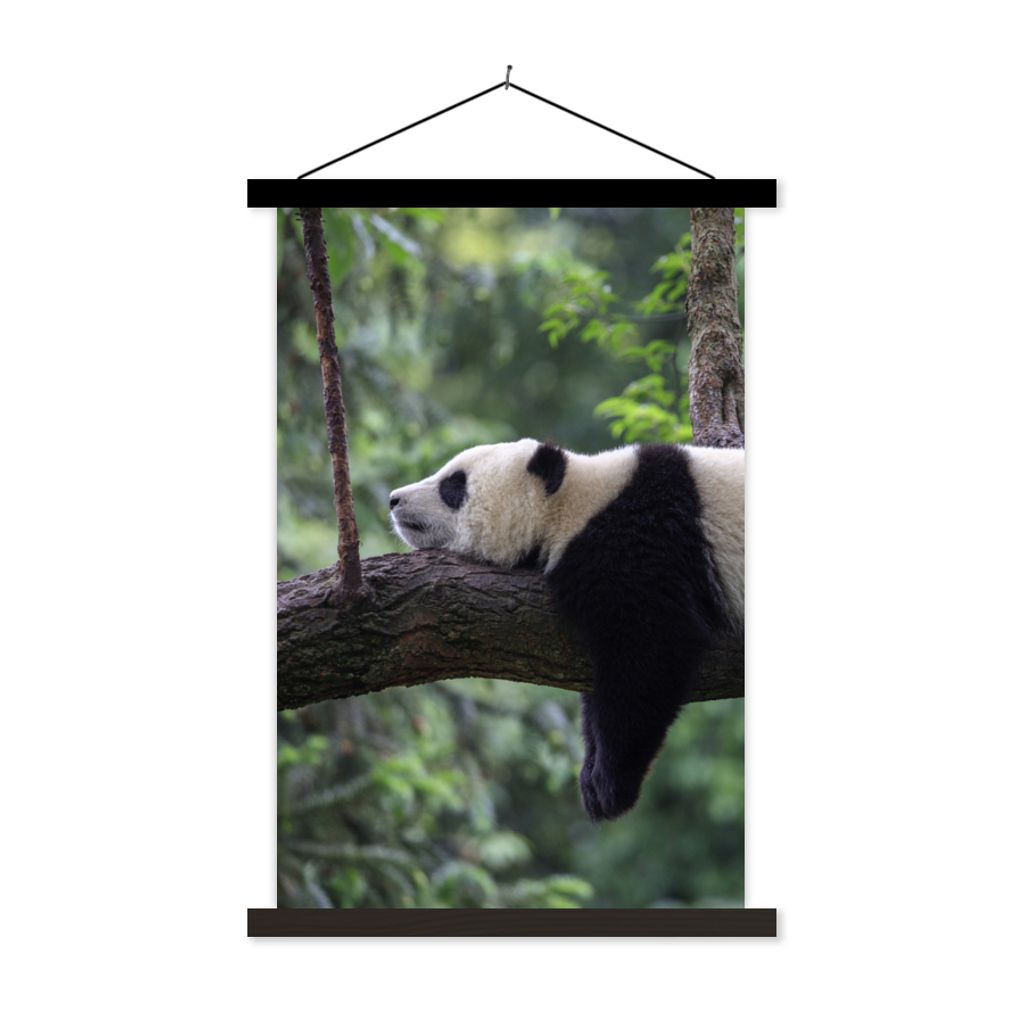 MuchoWow Textilposter Panda - Baum - Tiere - Natur 40x60 cm mit schwarzem Rahmen - Wanddekorationen