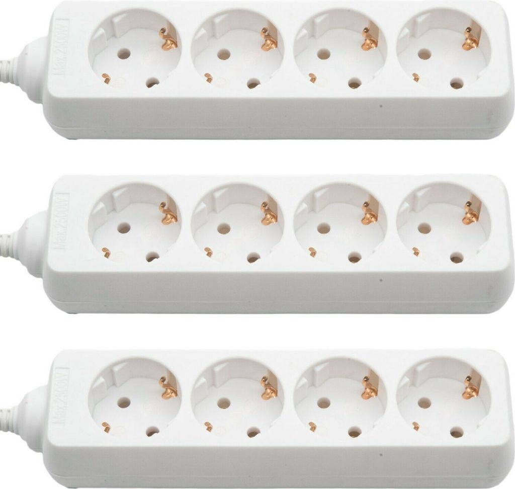 3x Steckerleiste Steckdosenleiste 4-fach Rund Tischsteckdose Mehrfachsteckdose Mehrfachstecker Steckdose