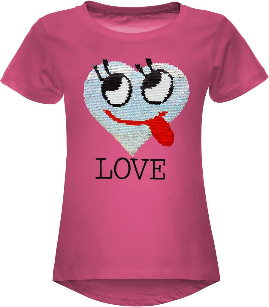 BEZLIT Mädchen Wende Pailletten T-Shirt mit Herz-Motiv Pink 98