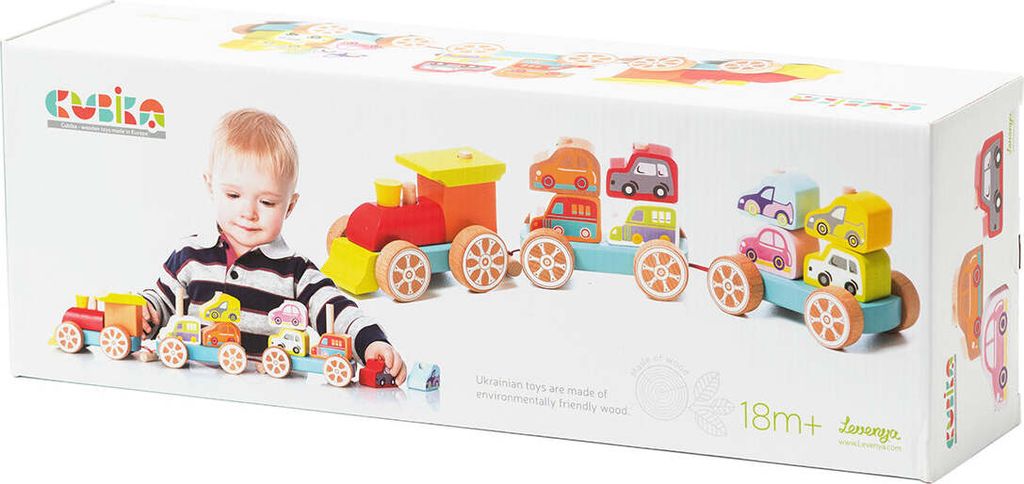 Holzeisenbahn mit Wagen 13999 Cubika Produktbild 