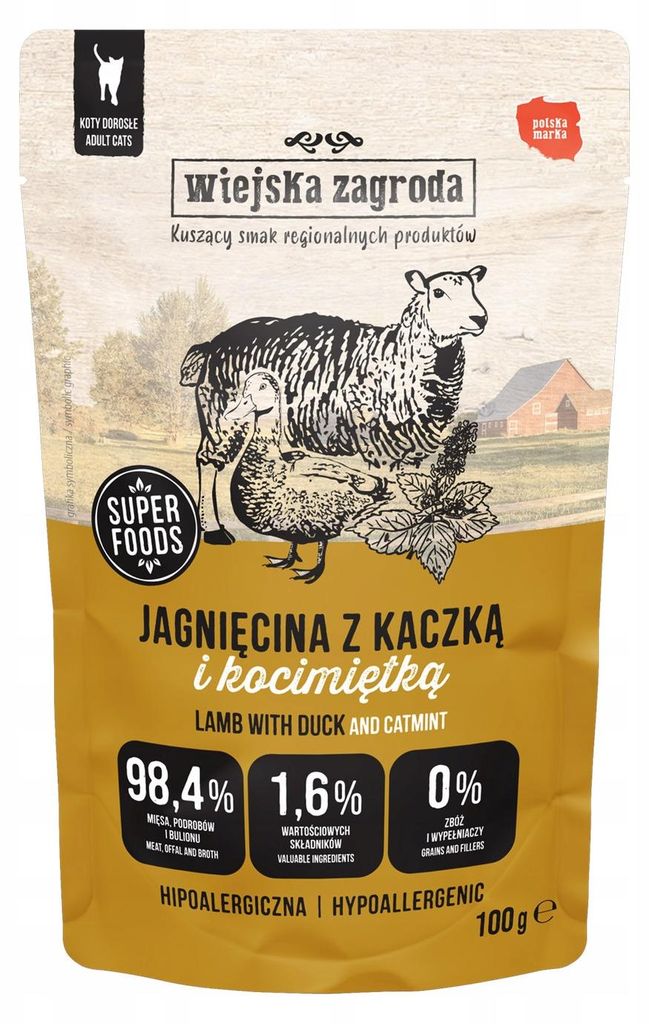 Wiejska Zagroda mokra karma dla kota jagnięcina z kaczką Zdjęcie produktu 