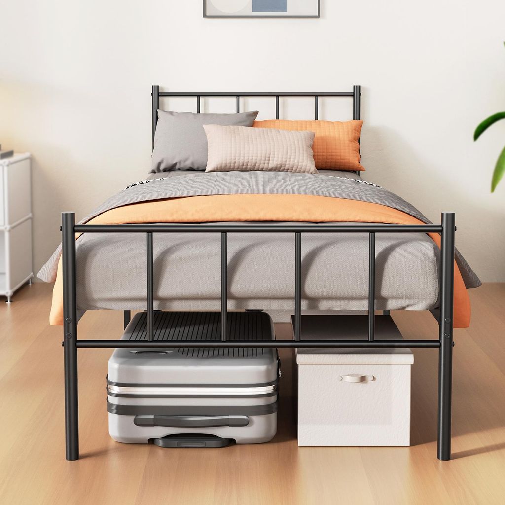 90x200 cm Bettgestell mit Kopfteil, Metallbett mit Produktbild 
