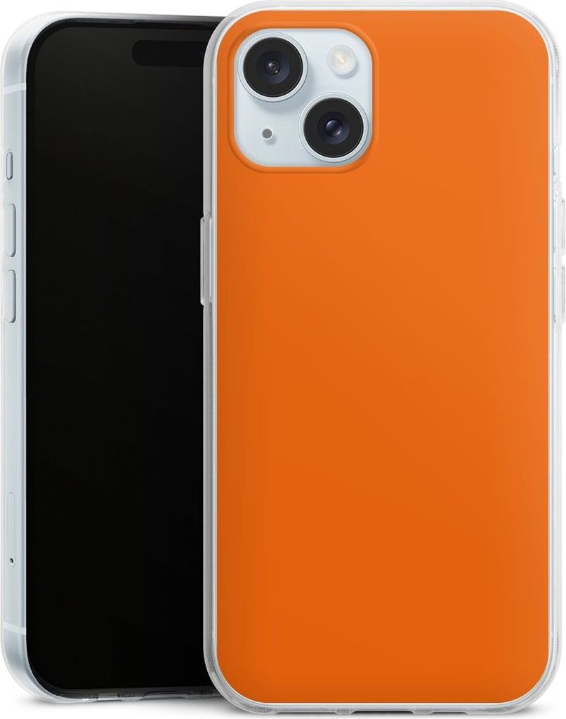 DeinDesign Handyhülle für Apple iPhone 15 Silikon Hülle Case Smartphone Schutzhülle Farbe einfarbig orange