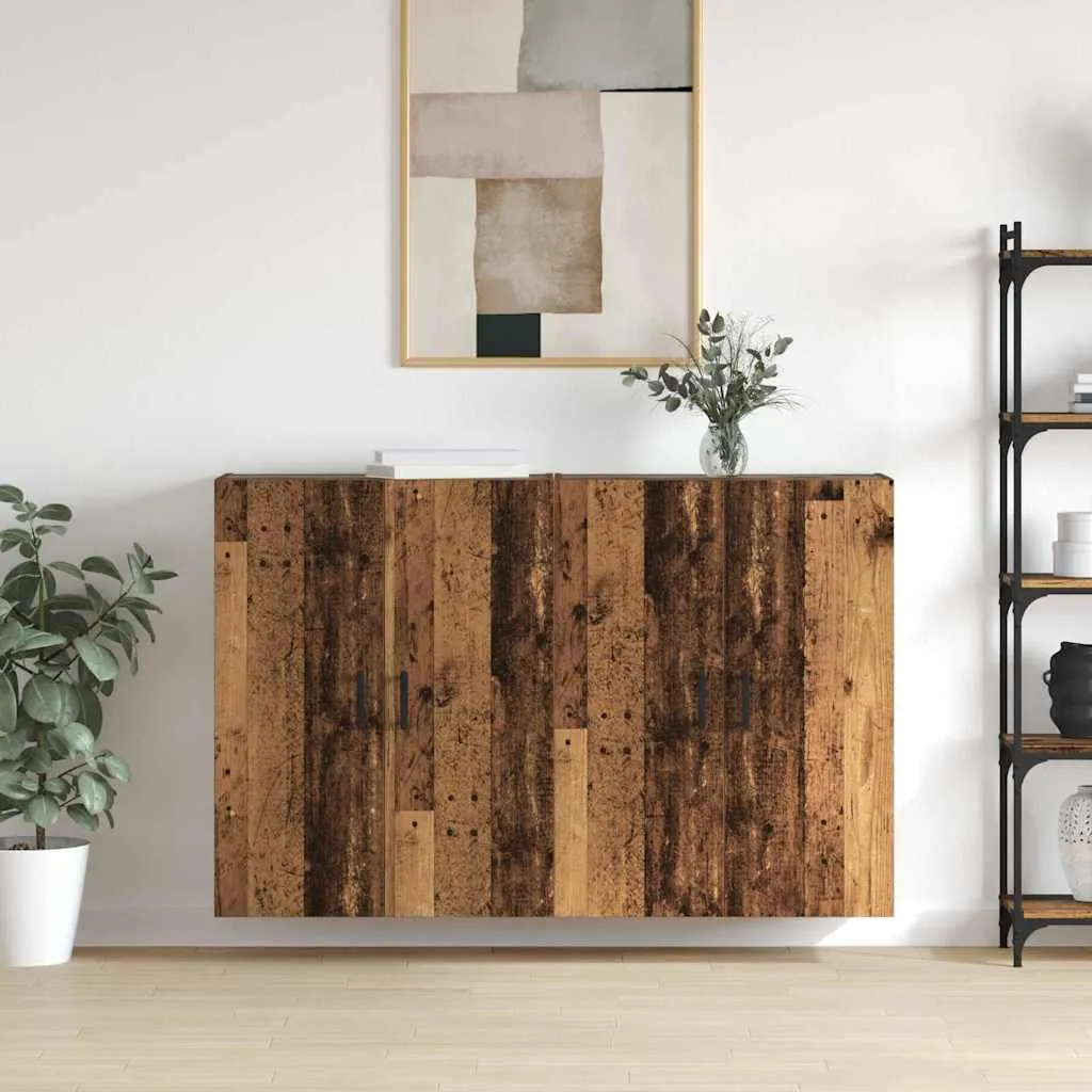 Coppia Armadietti Sospesi Legno Vecchio 90cm - Organizzazione Casa