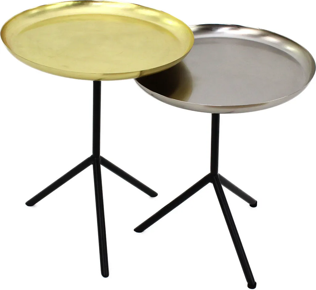 Table de chevet Monreale en laiton argenté Lot de 2 Design Minimaliste