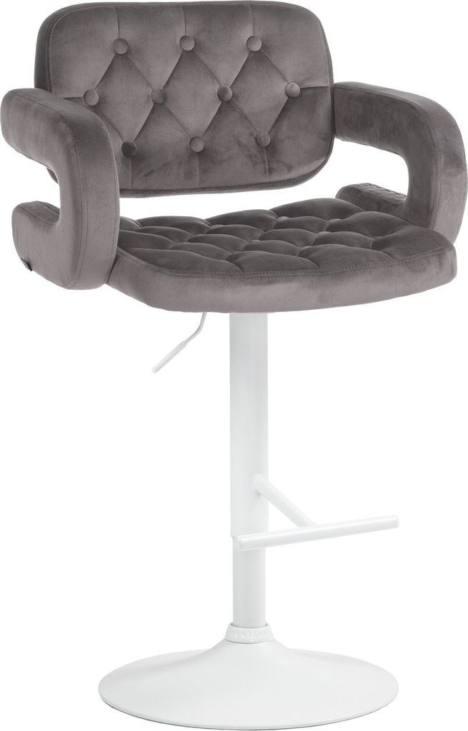 CLP Barhocker Dublin Samt grau Material Gestell Metall matt weiss