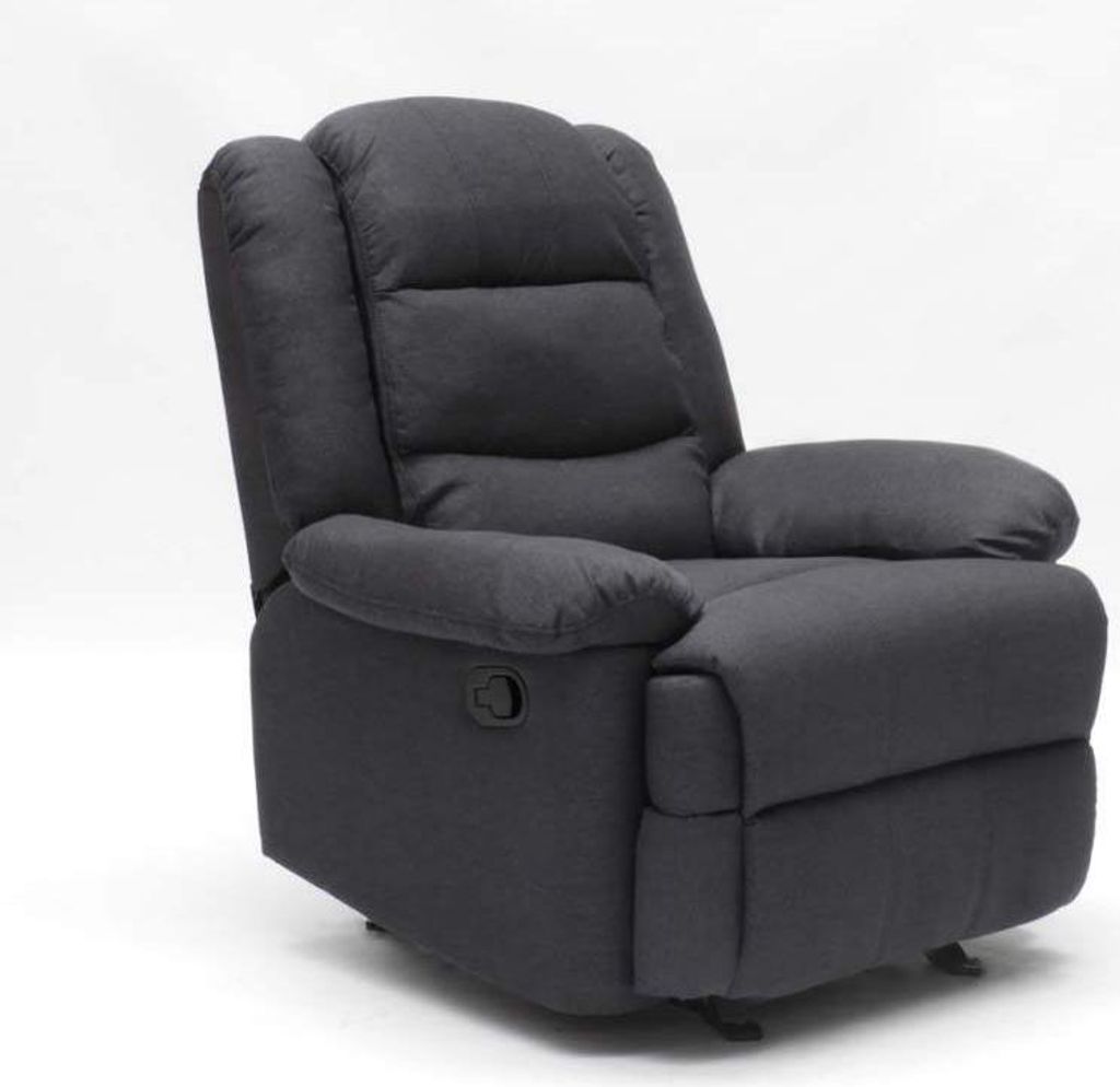 Klappbarer Schaukelsessel Relaxsessel mit Fußstütze Stoff Design Sofia - Schwarz