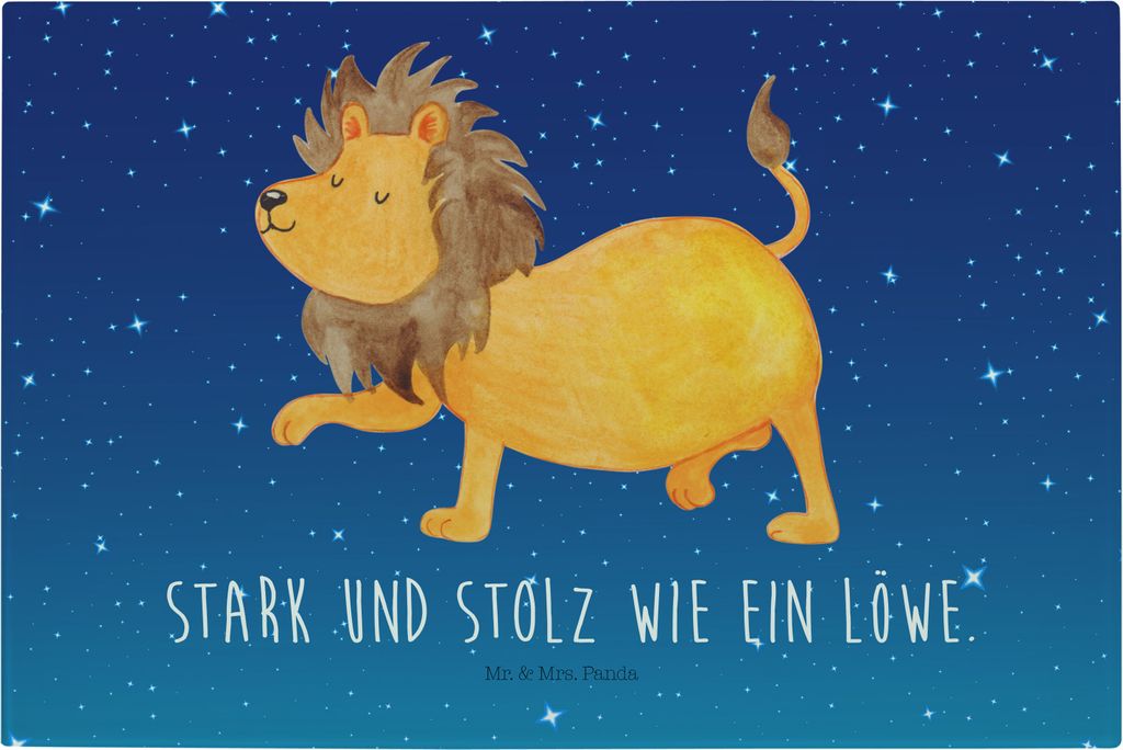 Mr. & Mrs. Panda Küchenbrett Sternzeichen Löwe - Sternenhimmel Blau - Geschenk, Glasschneidebrett, Geburtstag Juli, Schneidplatte, schneidbrett, ...
