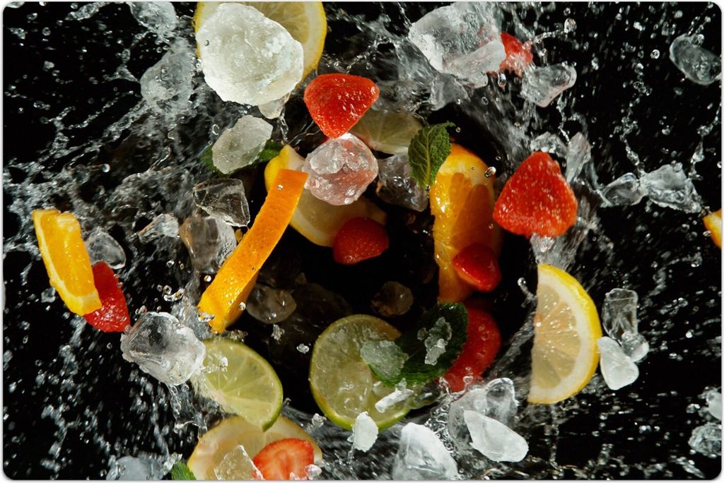 Küchenmatte 120x180 cm Vinylmatte Bodenmatte Dekoration - Farbige Früchte