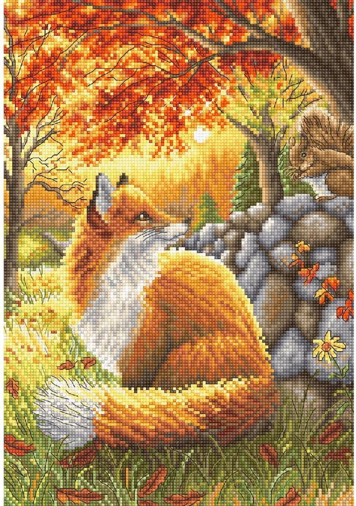Letistitch Kreuzstich Set "Ein Freund für den kleinen Fuchs", Zählmuster, 27x19cm