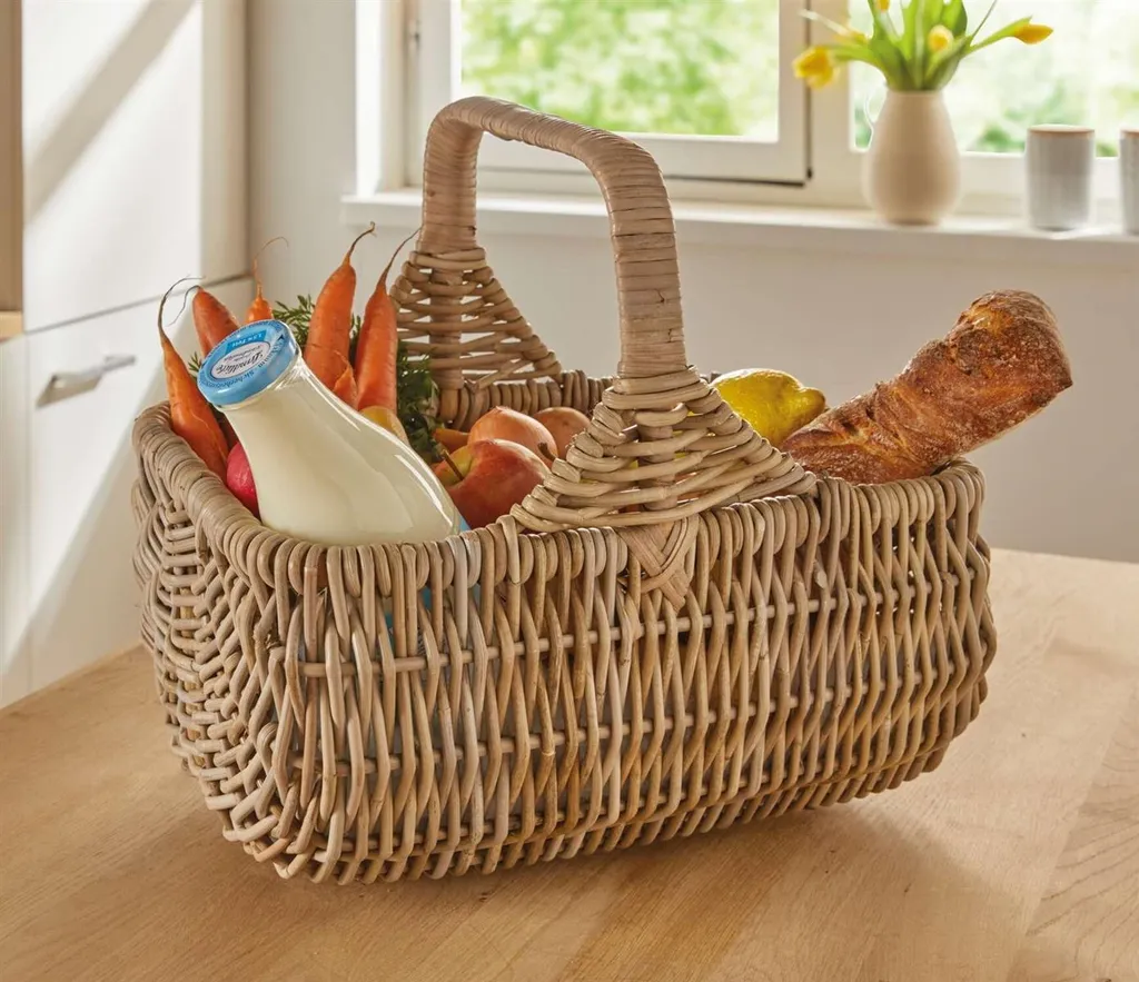 Panier à repasser et provisions en rotin gris 40x30cm - Panier à porter