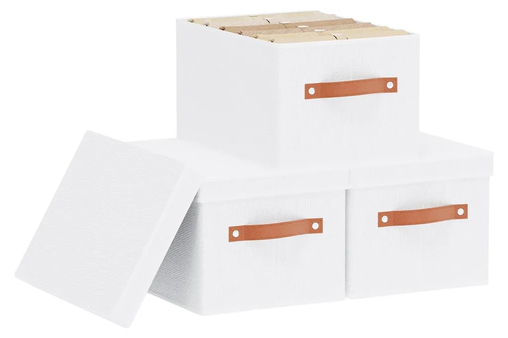Lot de 3 boîtes de rangement avec couvercles paniers en tissu pliables