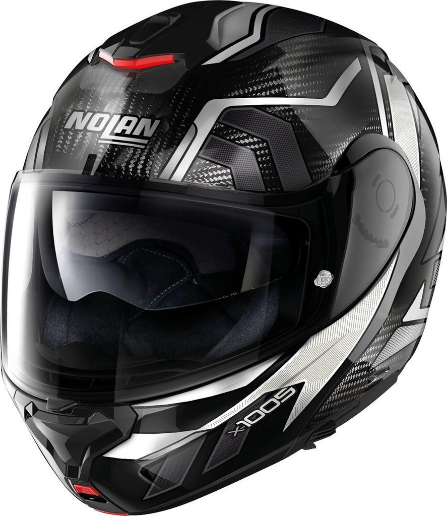 Nolan X-1005 Ultra Carbon Sandglas N-Com Klapphelm, schwarz/weiß, M (58)
