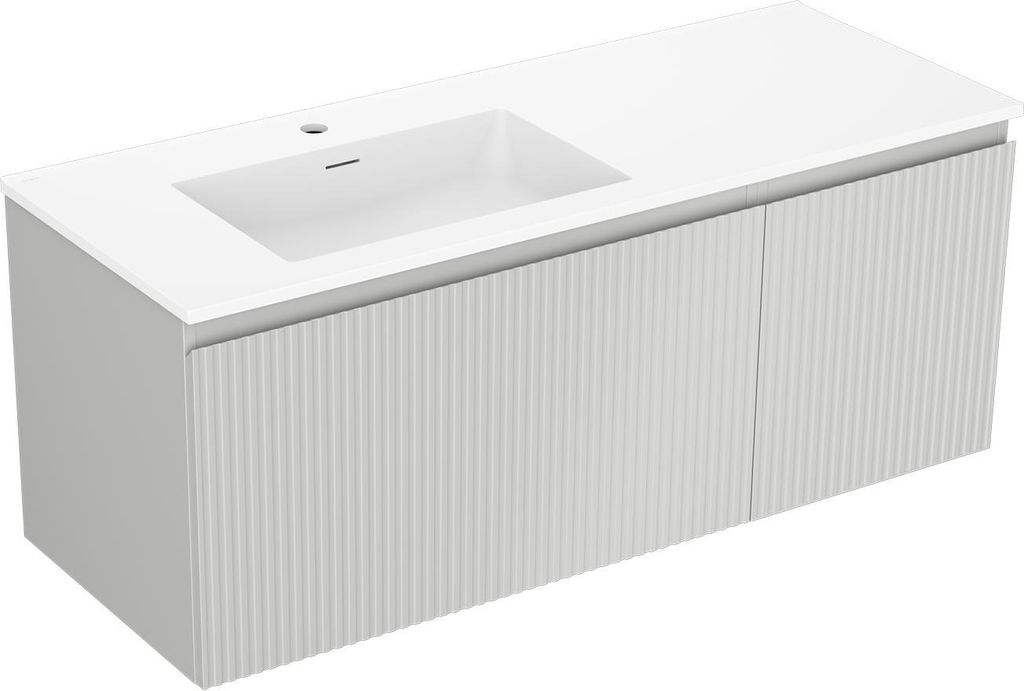 Mexen Orio Badezimmer-Unterschrank 90 cm mit Waschbecken Vela, 2 Schubladen, weiß glänzend - 91A10-09047-2-BFF00-W23M00