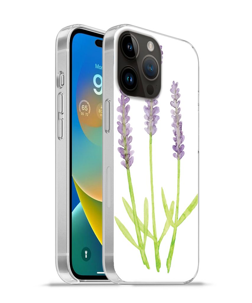 MuchoWow Handyhülle Schutzhülle Hülle für Apple iPhone 14 Pro Max Lavendel - Aquarell - Pflanzen Silikon Softcase Handy Hülle - Hardcover