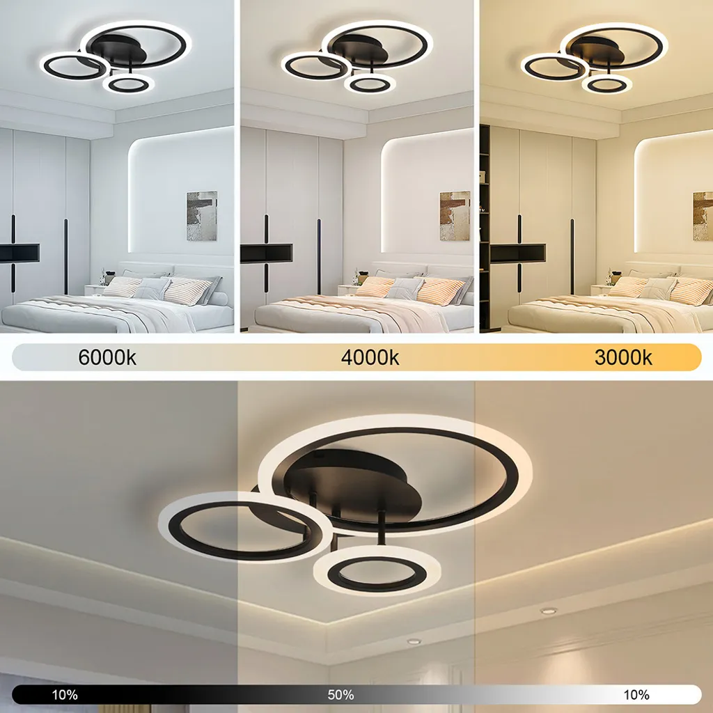 Plafonnier LED Intensité Variable avec Télécommande et 3 Modes de Lumière - 2