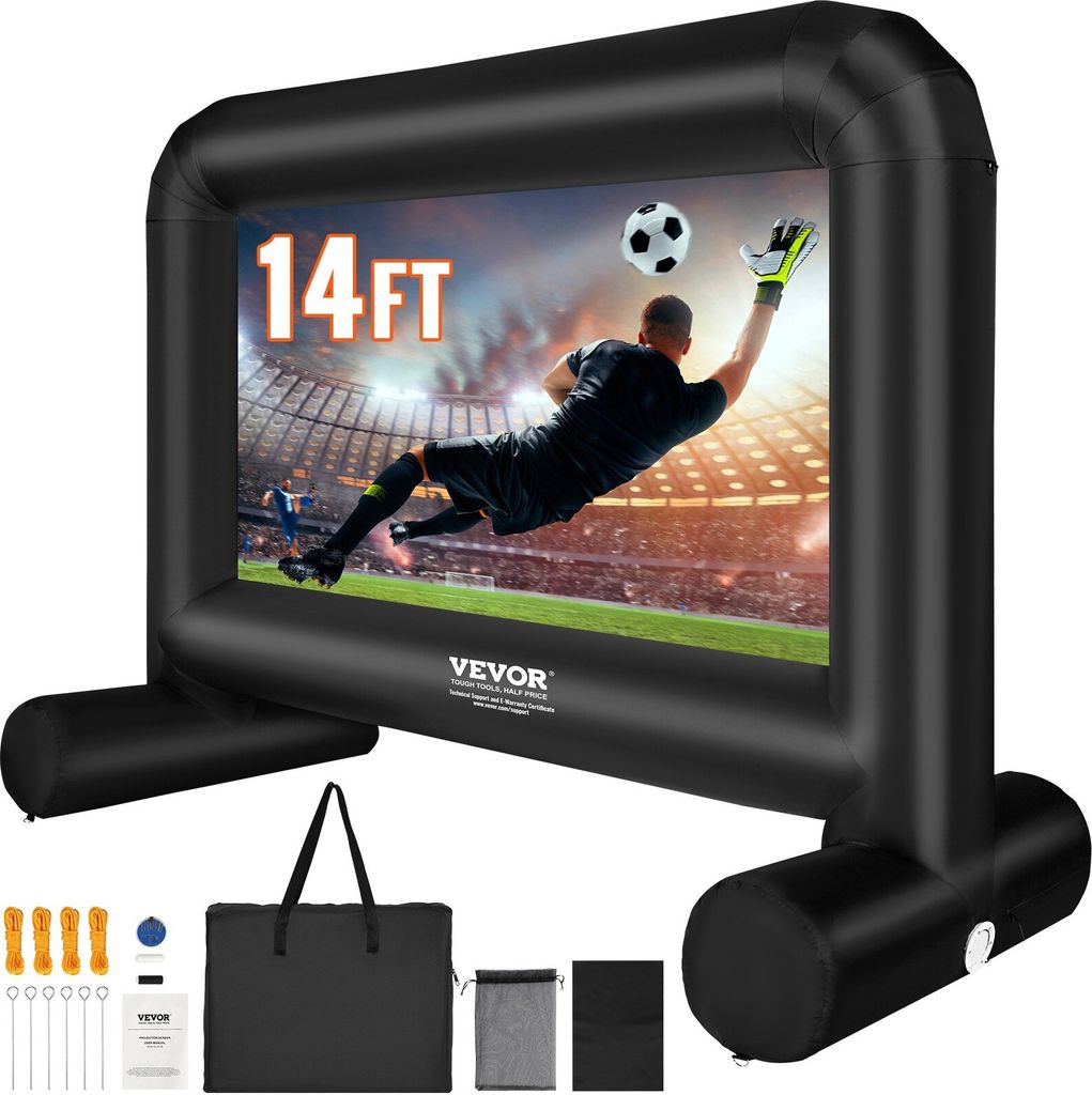 Aufblasbare Projektion Beamer Leinwand aus PVC 215,9 cm 1080P, 4K, 3D, HDR Outdoor Indoor Tragbare Projektor Screen Filmleinwand 16: 9 für Heimkin...
