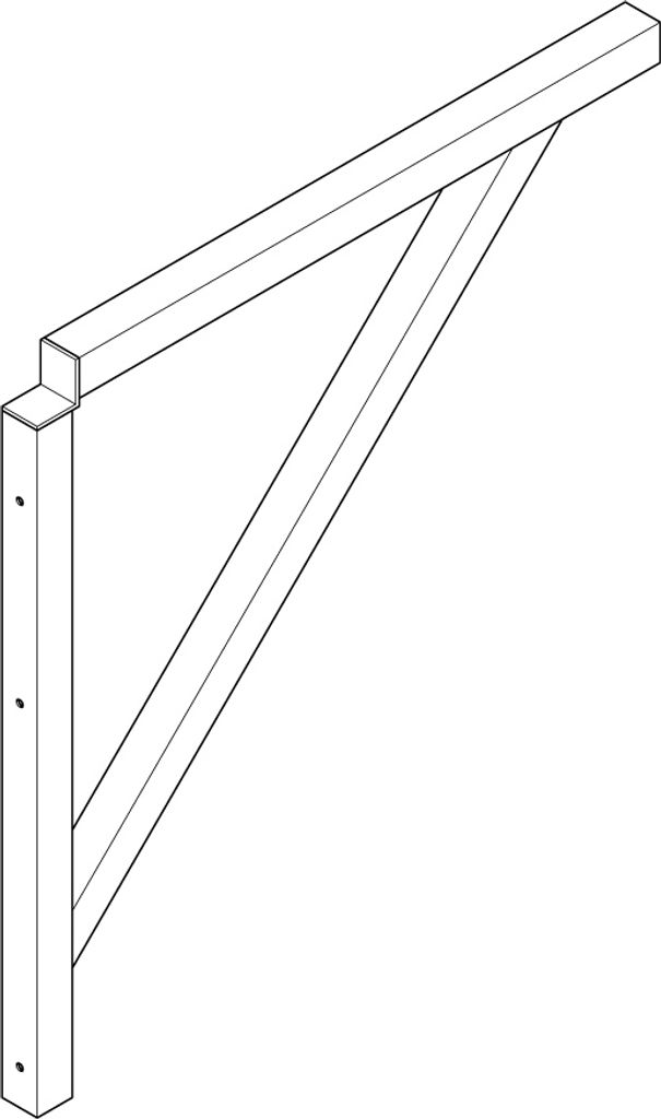 Euroline Dreieckkonsole für 511 Podesttreppe, 600mm Stufenbreite Alu gerieft
