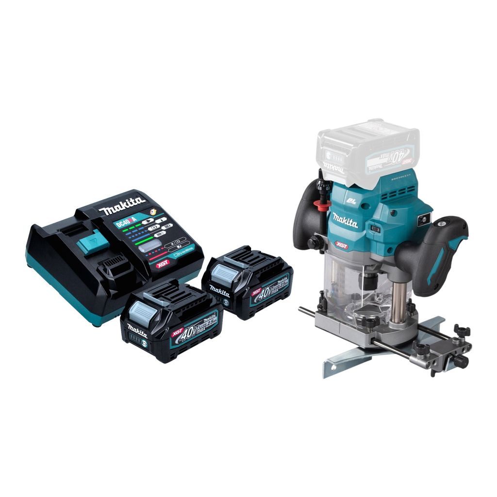 Makita RP 001 GD201 Akku Oberfräse 40 V max. 12 mm Brushless + 2x Akku 2,5 Ah + Ladegerät