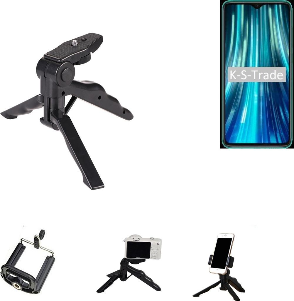 K-S-Trade Stativ Tisch-Ständer Dreibein Handy-Stativ Ständer kompatibel mit Xiaomi Mi 9 Pro 5g Mini-Stativ Smartphone Tripod Handy-Stativ aus