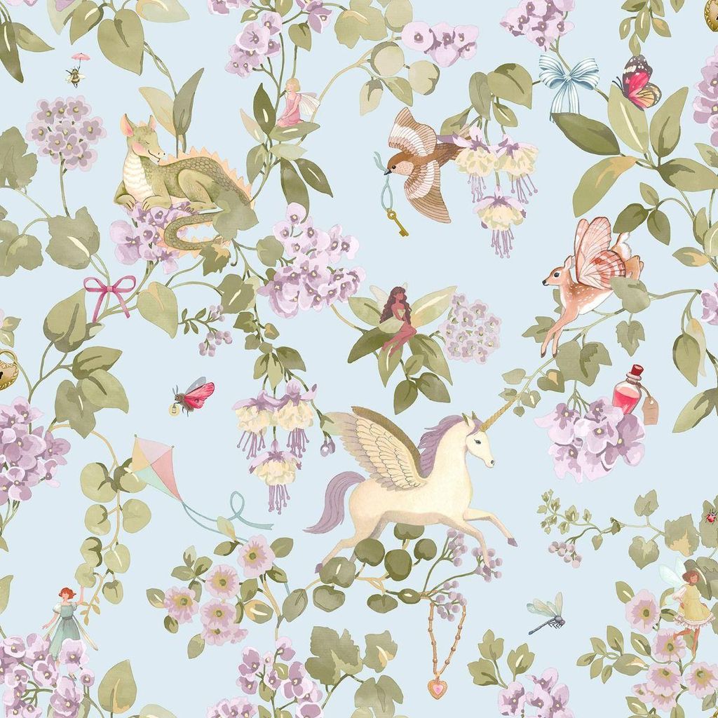 Holden Décor - "Away with the Fairies" Strukturtapete AG3830 (10 m x 53 cm) (Himmelblau)