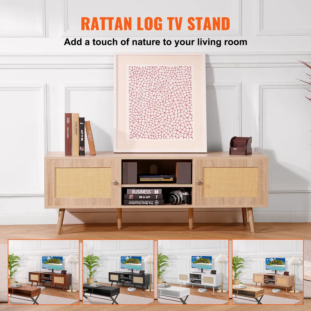 Support TV Mural avec Rangement Multimédia et Station de Charge USB