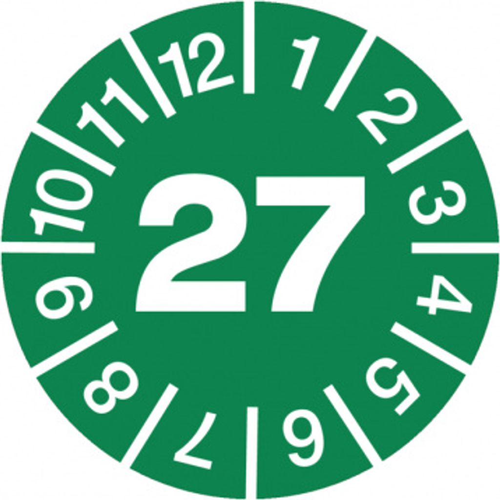 Dreifke Jahresprüfplaketten, Jahresfarben, Dokumentenfolie, Ø 15 mm - Bogen ...