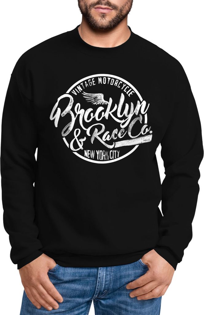 Herren Sweatshirt Pullover Brooklyn Race Neverless schwarz XS
