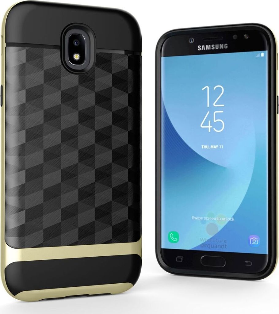 Hülle für Samsung Galaxy J3 2017 Backcover Case Handy Schutzhülle - Cover 3D Prisma Design Gold