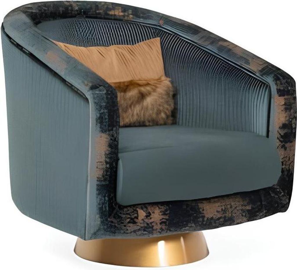 Runder Sessel Drehbarer Grüner Stuhl Drehstühle Wohnzimmer Polster 1er