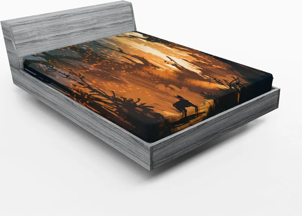 ABAKUHAUS Lenzuolo con Angoli Mystic Foresta 180x200 Arancione Marrone