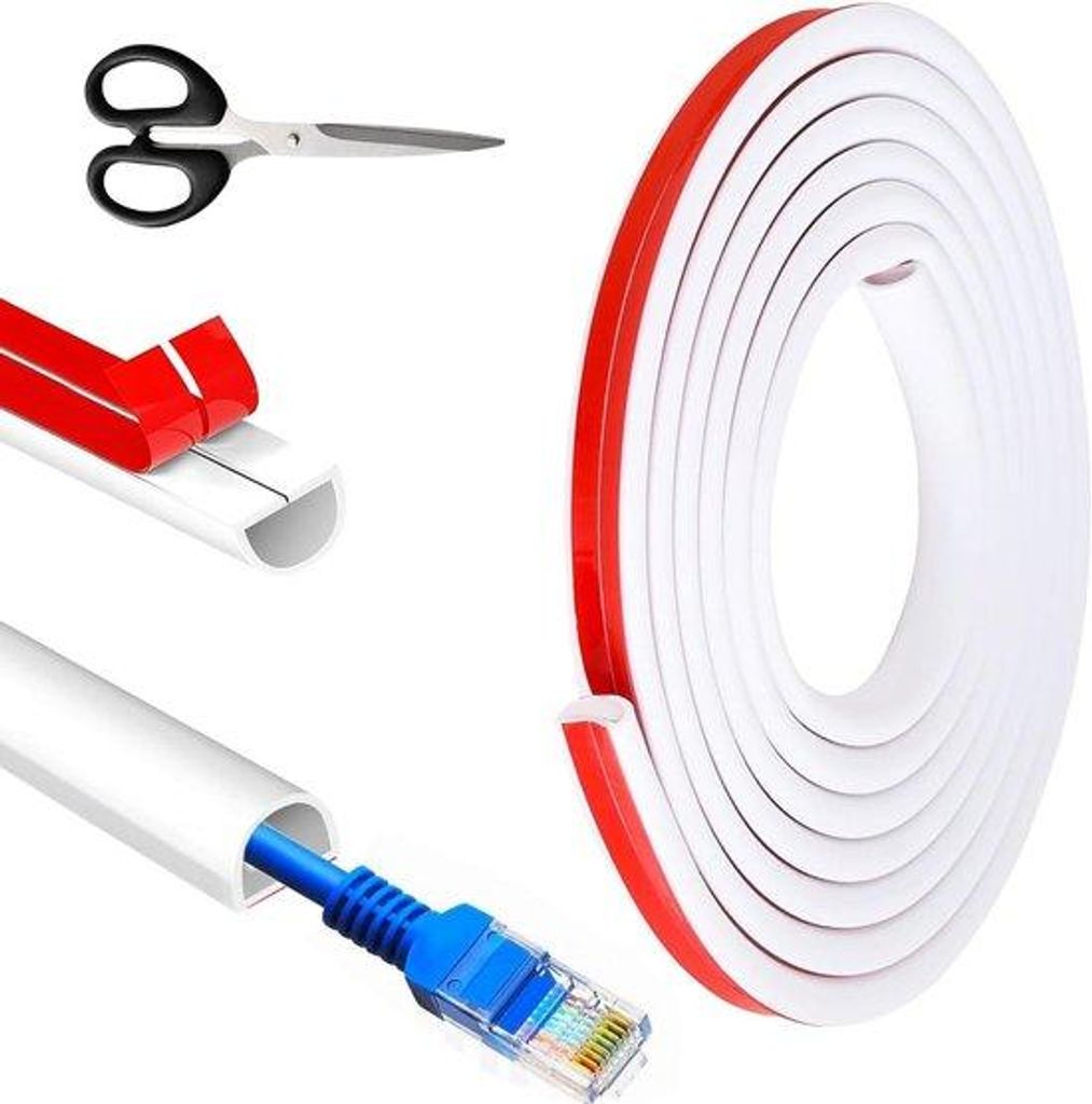 Weißes Kabelmanagement mit Selbstklebeeffekt, 15x10mm, für zuhause, Büro