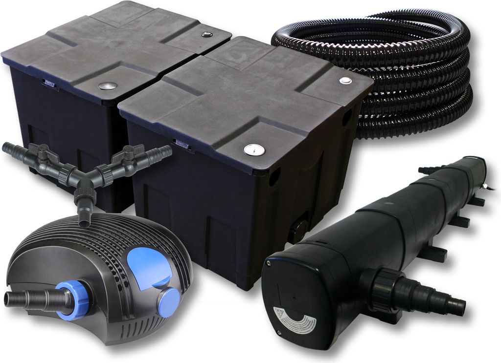 SunSun Komplettset: CBF-350B Teichfilter bis 60000 L Teichfilteranlage Durchlauffilter, CTF-12000 Teichpumpe 12000l/h 100W, CUV-272 Teichklärer UV...