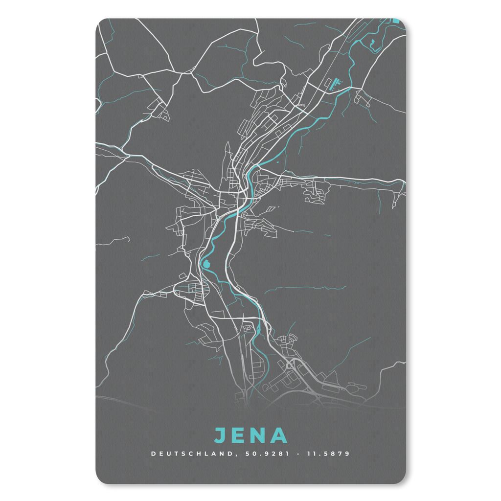 MuchoWow Mauspad Mousepad Stadtplan - Karte - Jena - Blau - Deutschland - Karte 18x27 cm - Mousepads - Maus Mat - Pad - Mausunterlage