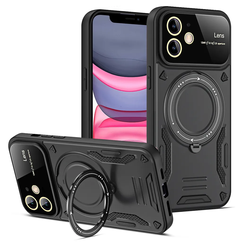 Cover iPhone 11 Dual-Layer Magnetic Ring Stand Case Black