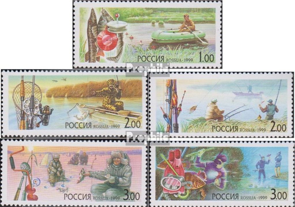 Briefmarken Russland 1999 Mi 716-720 (kompl.Ausg.) postfrisch Angelsport