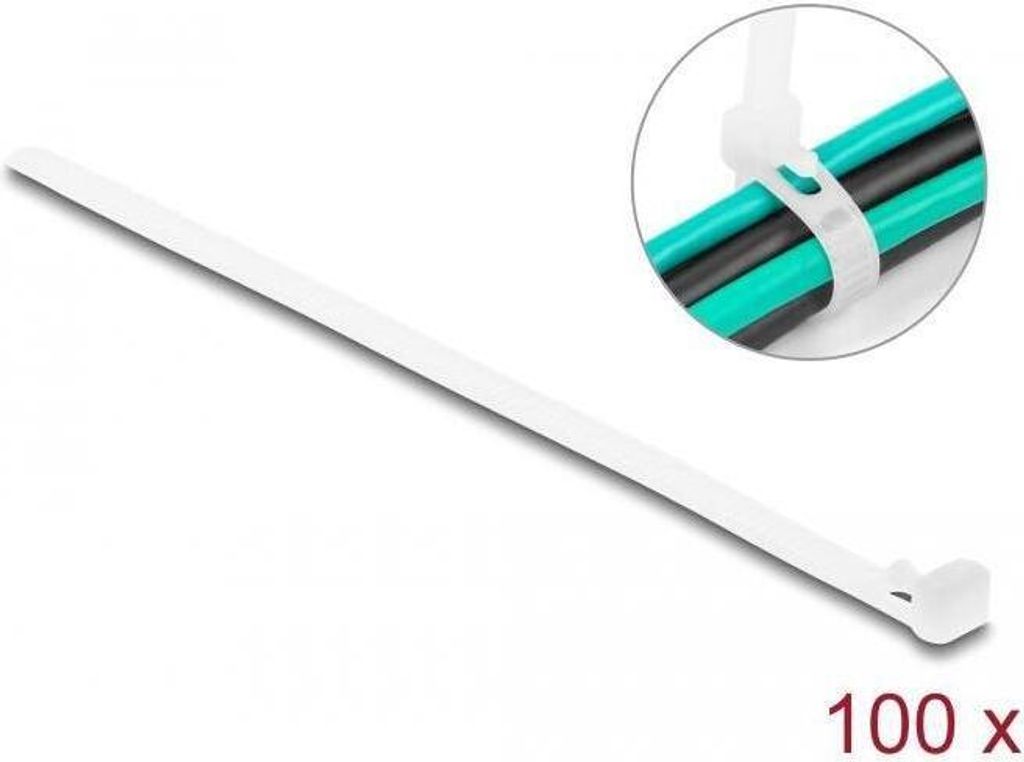 DELOCK Kabelbinder wiederverwendbar L 200 x B 7,2 mm 100 Stk