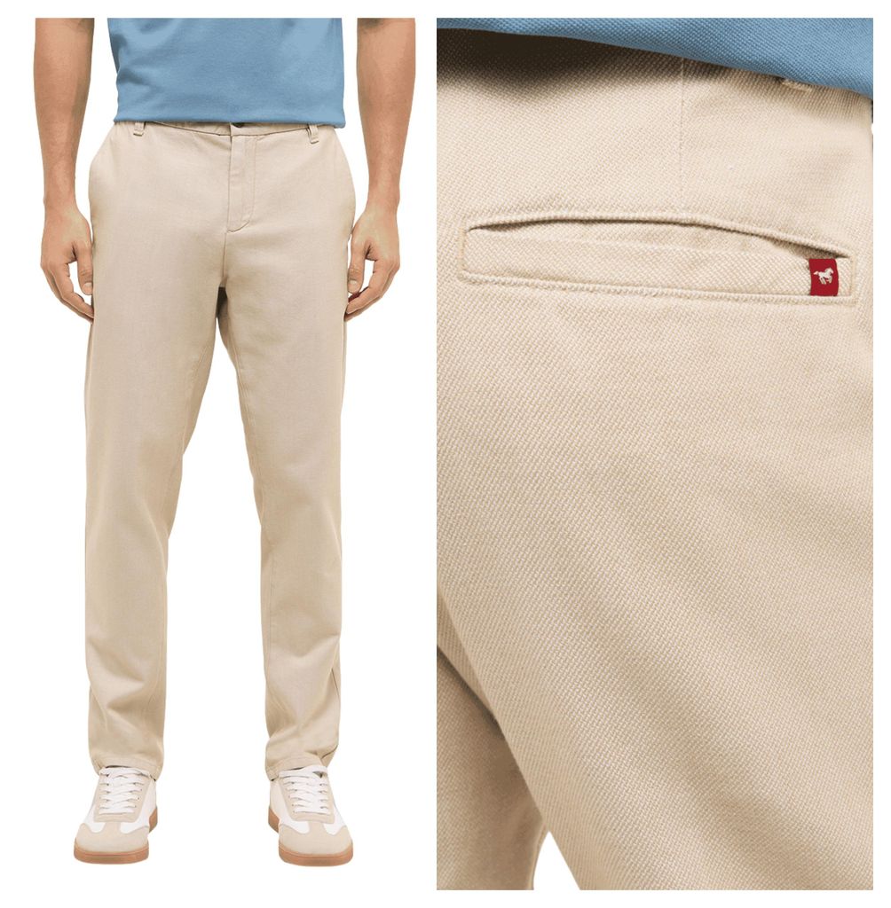 Mustang | Herrenhose Daytona Chino beige Baumwolle Slim Fit Stretch klassisch W32 L34