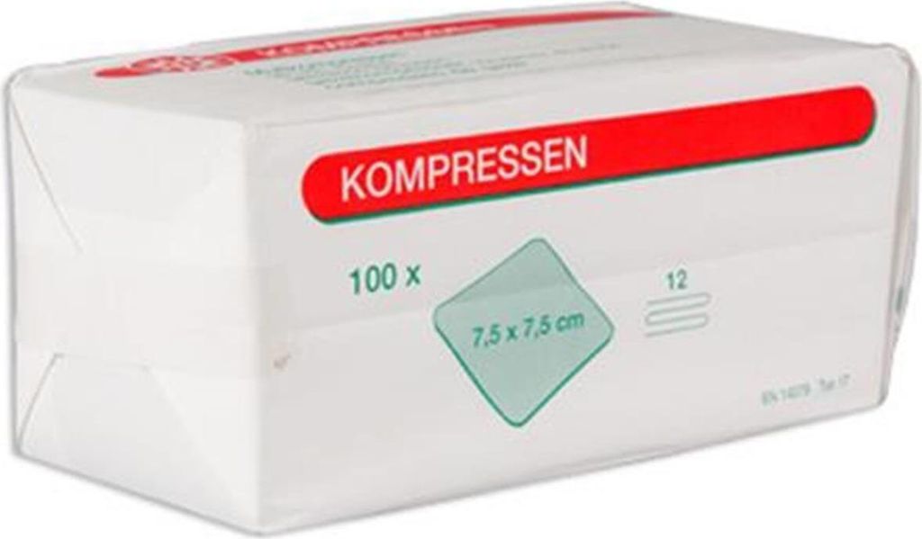 NOBA Mullkompressen unsteril 12- lagig 100 Stück 7,5 x 7,5 cm