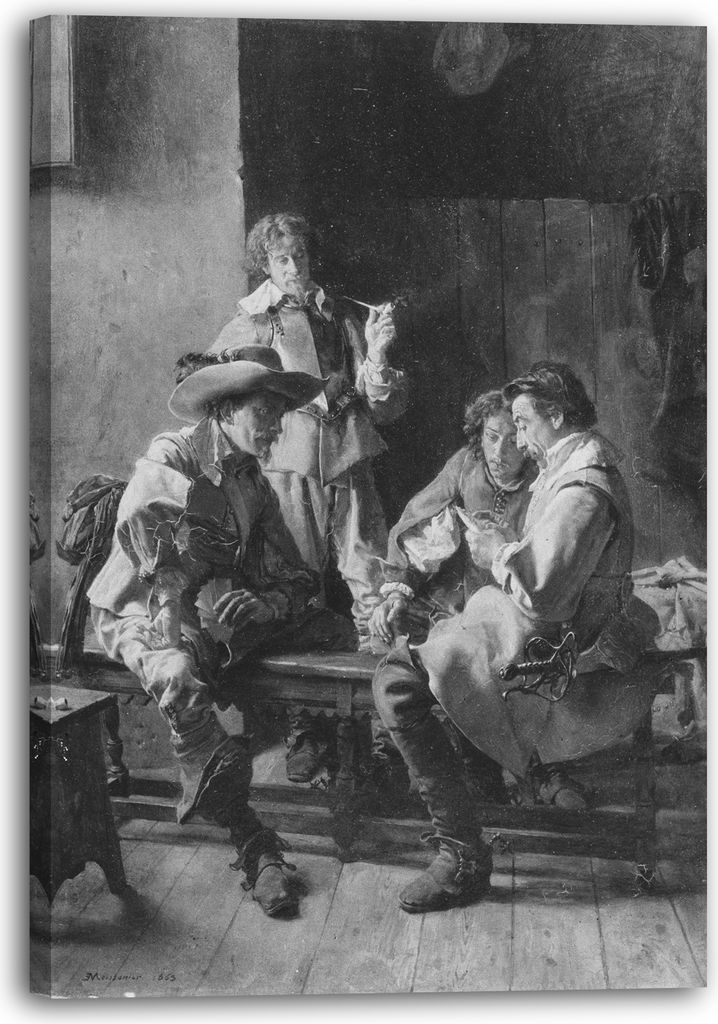 Leinwandbild (80x120cm): Ernest Meissonier - Die Kartenspieler, echter Holz-Keilrahmen inkl. Aufhänger, handgefertigt in Deutschland