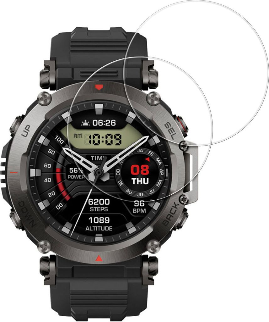 kwmobile 2x Echtglas Displayschutzfolie kompatibel mit Garmin T-Rex Ultra Schutzglas - Displayschutz für Smartwatch aus Glas - Schutz Glas für Fi...