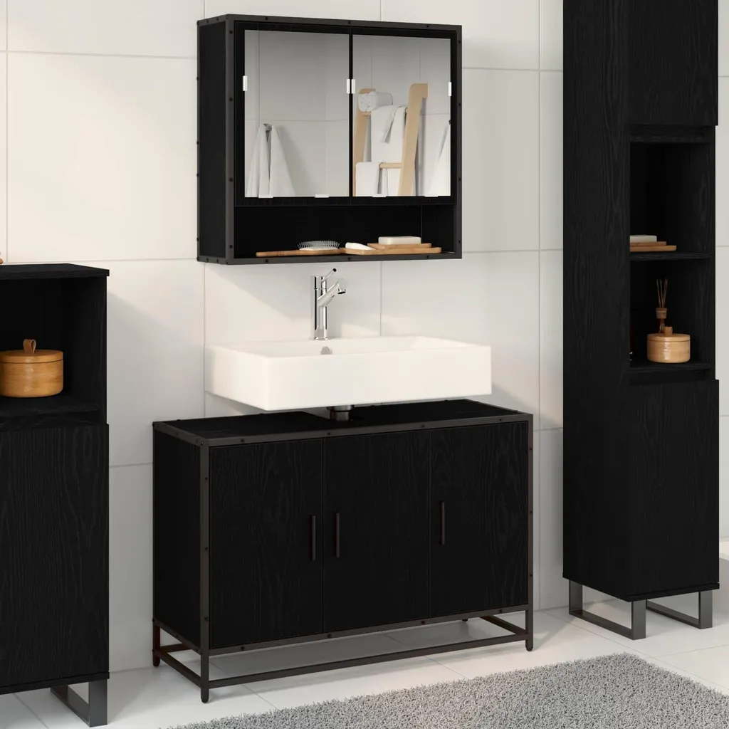 Come Arredare il Bagno: Mobile Maison Exclusive 90cm Rovere Nero