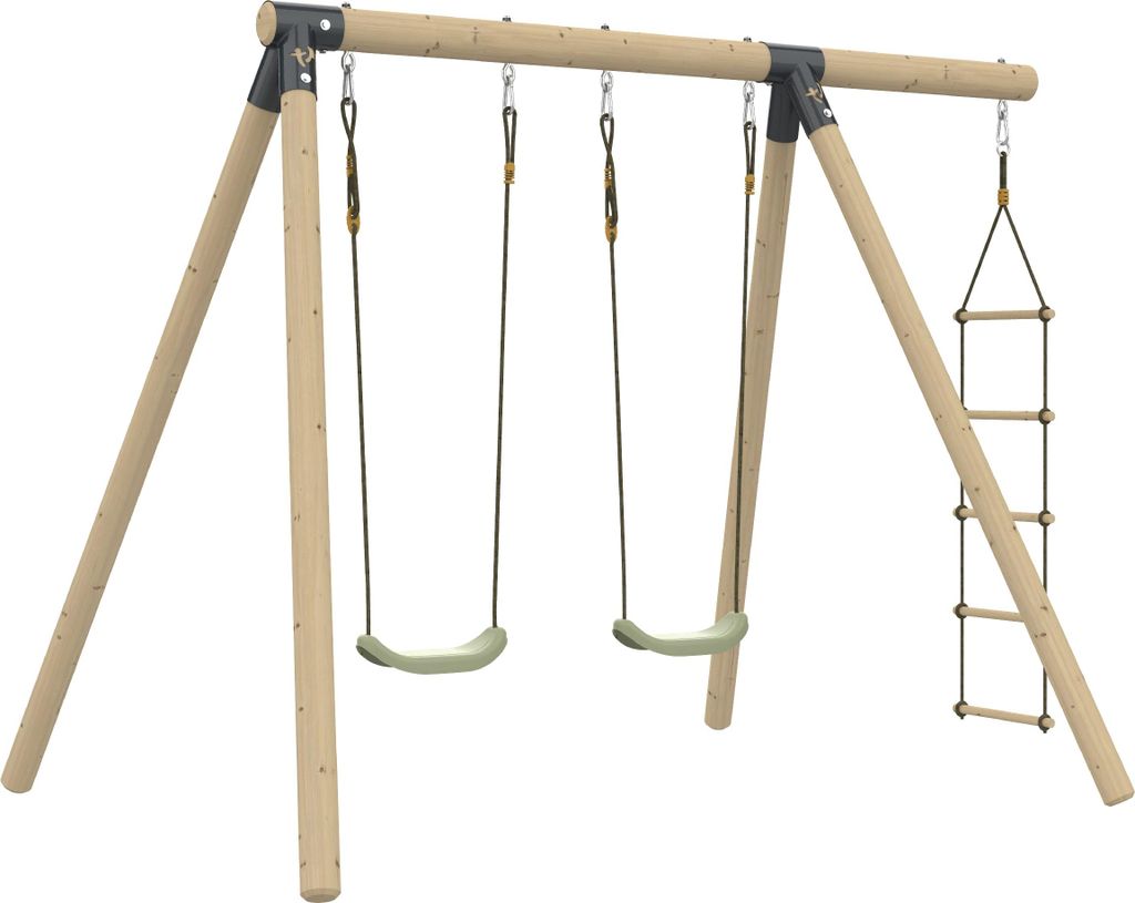 Schaukelgestell mit 2 Schaukeln AMANDIER Braun H190cm Produktbild 