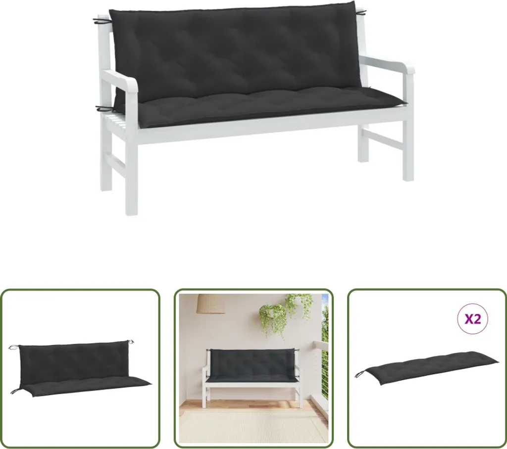 Cuscini Panca Giardino Antracite Melange 150x50x7 cm The Living Store