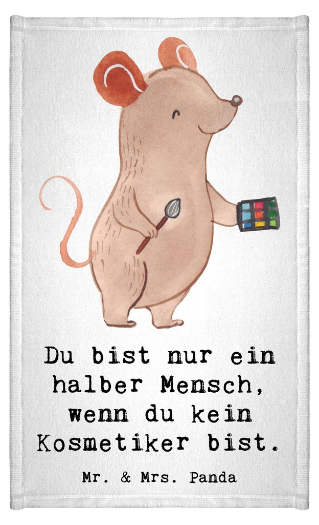 Mr. & Mrs. Panda Handtuch Kosmetiker Herz - Weiß - Geschenk, Design, Klein, Ausbildung, Gästetuch, gäste wc, Beauty Salon, Kosmetikstudio, Kleines