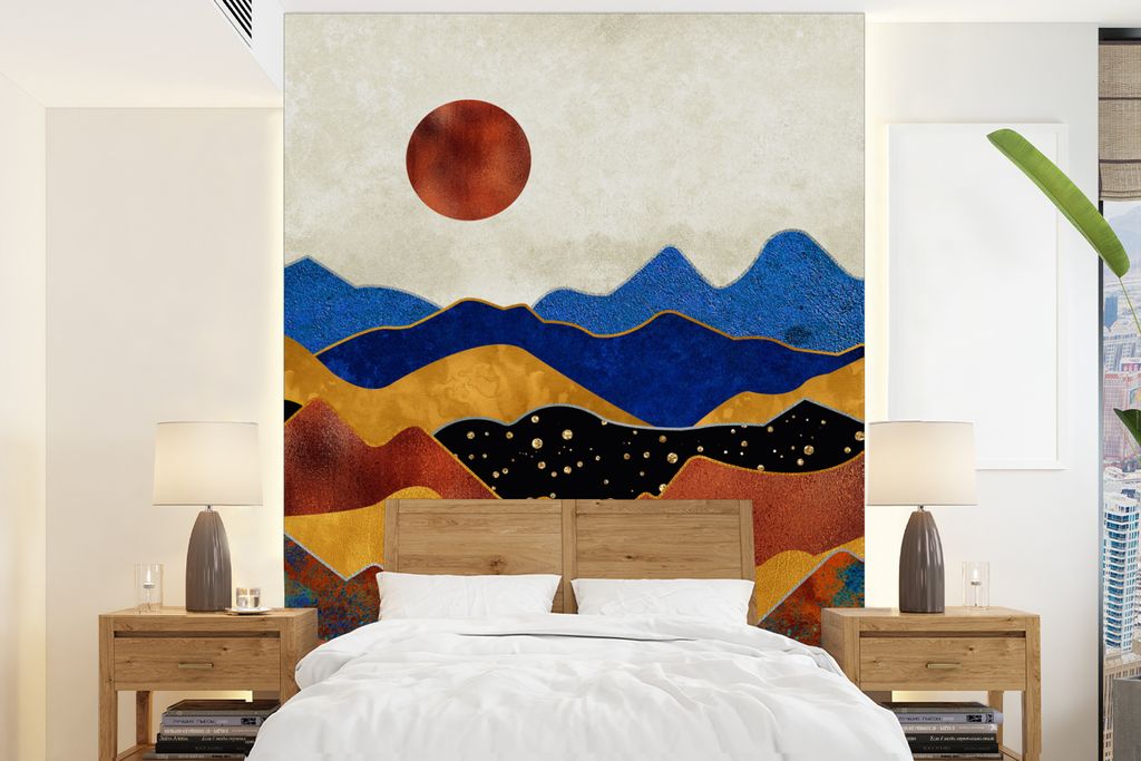 MuchoWow Fototapete für Wohnzimmer oder Schlafzimmer Wandtapete Vinyl Motivtapete Gold - Bronze - Marmor - 175x240 cm - Schlafzimmertapete