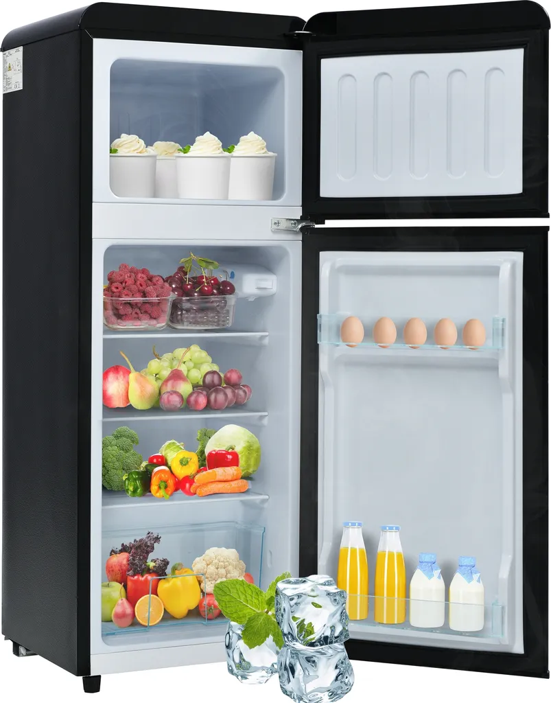 Petit Frigo Congélateur pour Studio et Bureau Noir Compact 92L 41cm